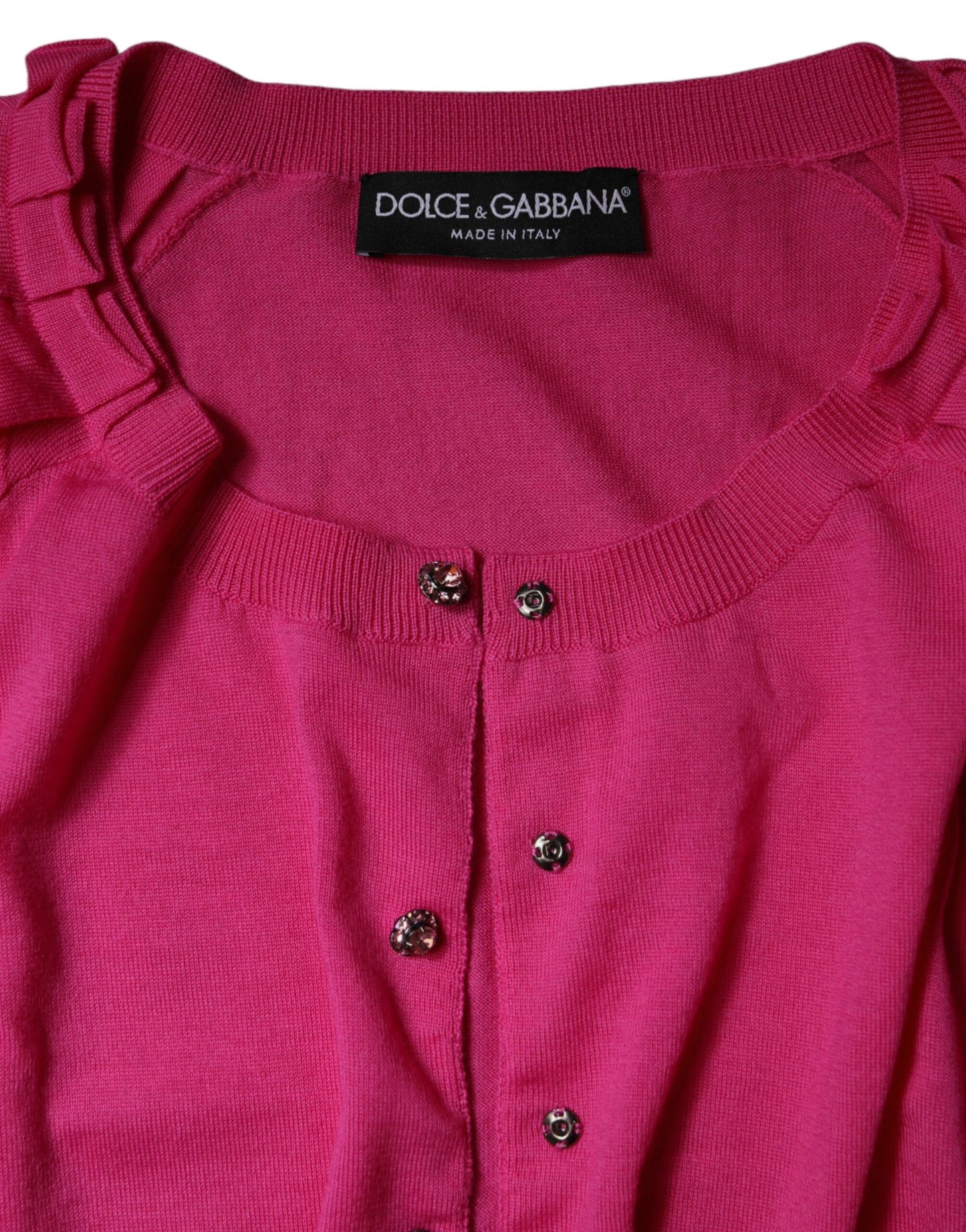Dolce & Gabbana – Rosa Strickjacke aus Wolle mit Knopfleiste