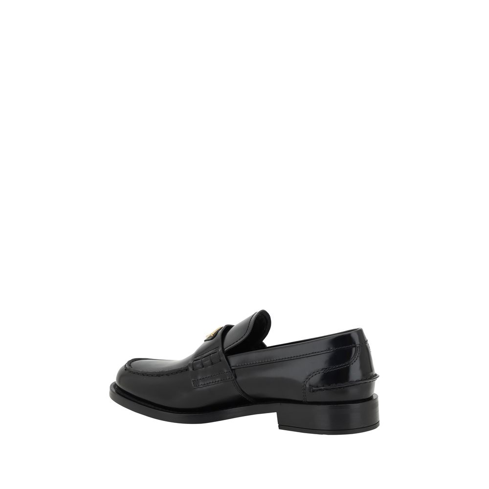 Prada – Schwarze Loafer aus Leder mit Logo