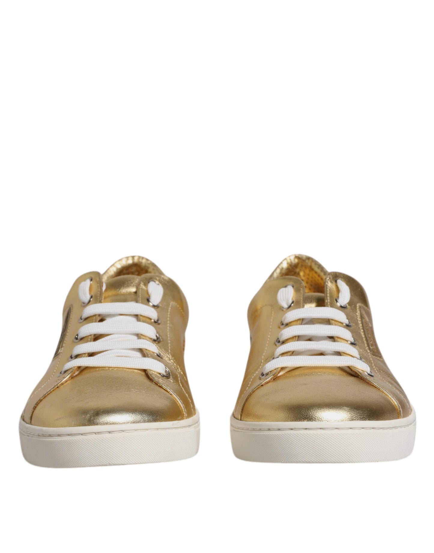 Dolce & Gabbana Gold Leder Logo London Herren Sneakers Schuhe