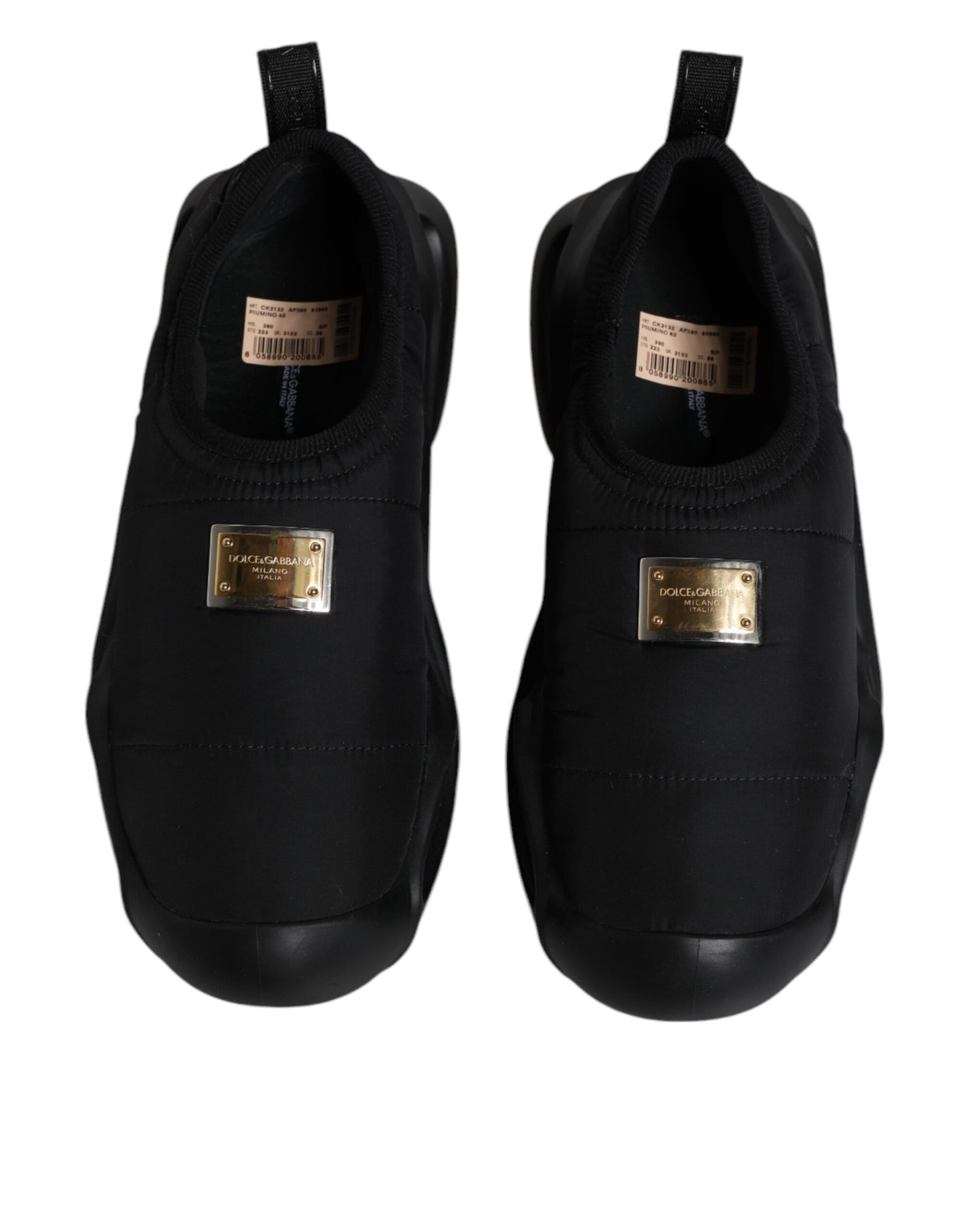 Dolce & Gabbana – Schwarze Slip-On-Wave-Low-Top-Sneakers für Herren