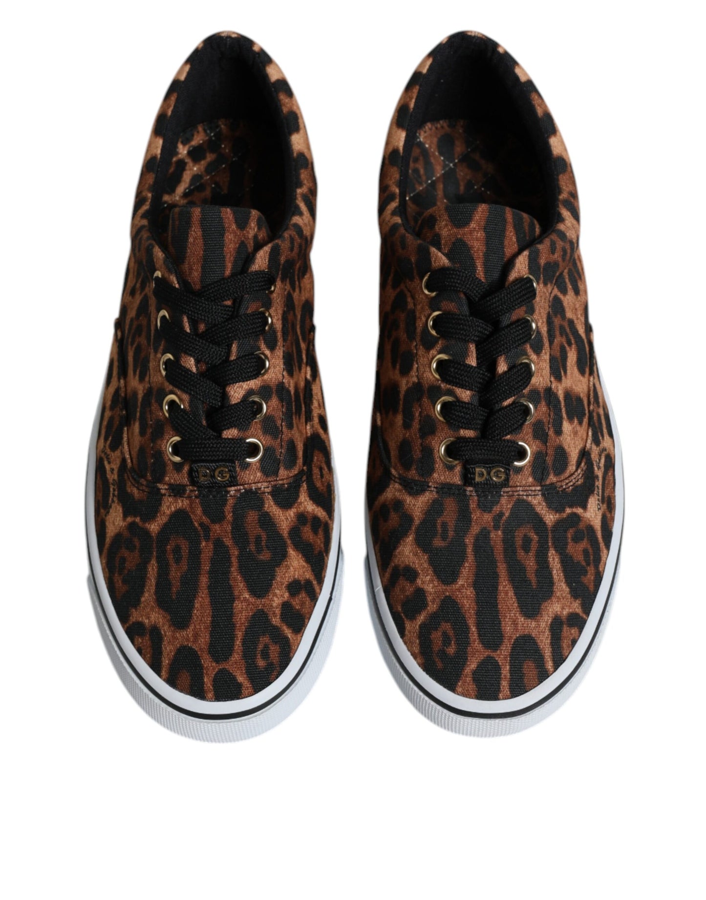 Dolce & Gabbana Braune Sneakers aus Baumwolle mit Leoparden-Logo-Print