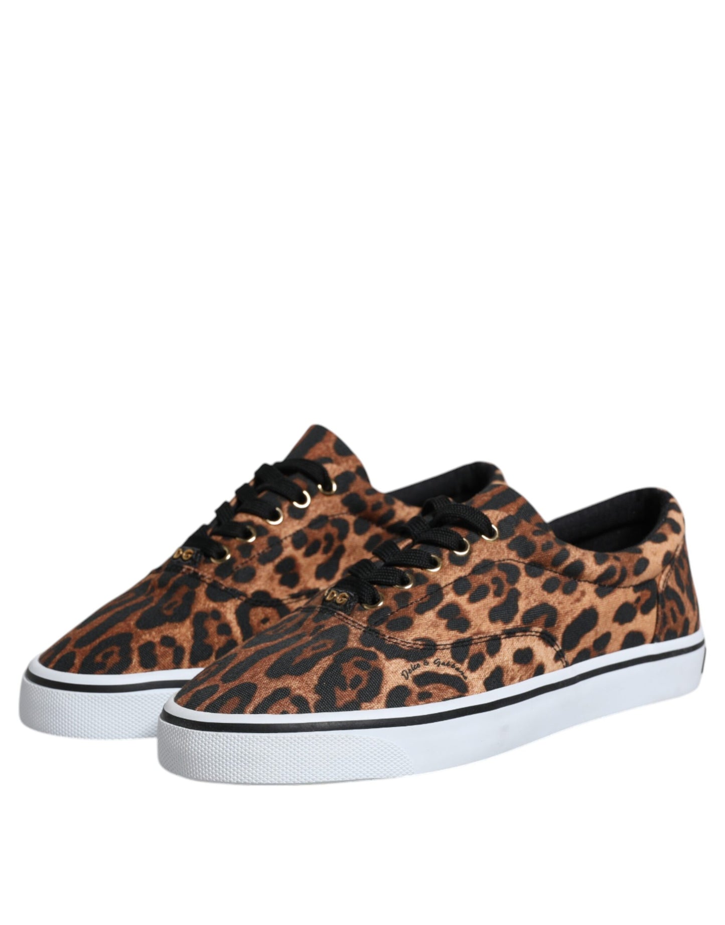Dolce & Gabbana Braune Sneakers aus Baumwolle mit Leoparden-Logo-Print