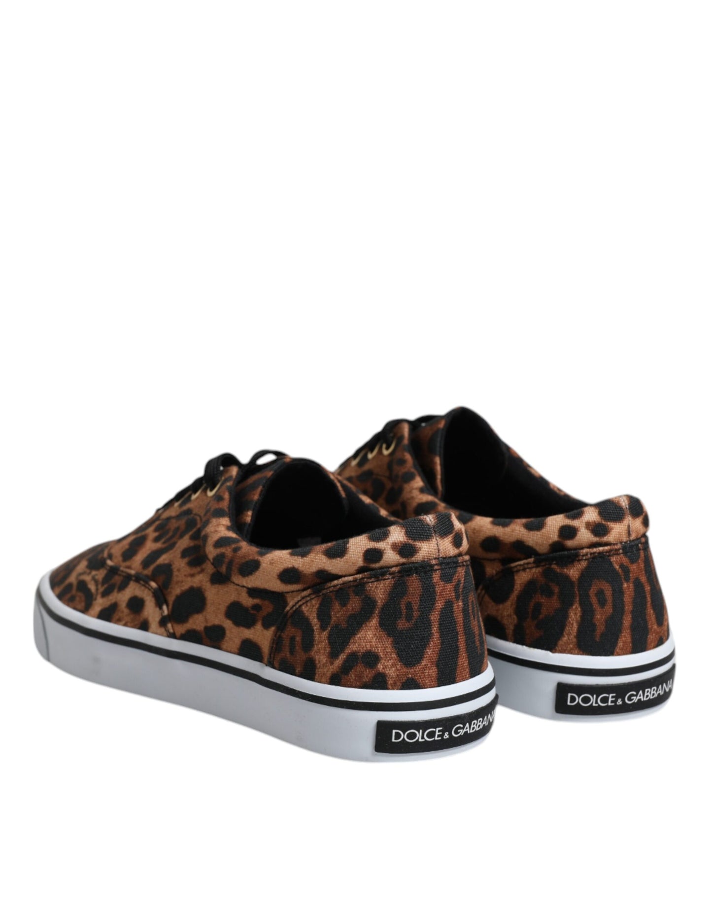 Dolce & Gabbana Braune Sneakers aus Baumwolle mit Leoparden-Logo-Print