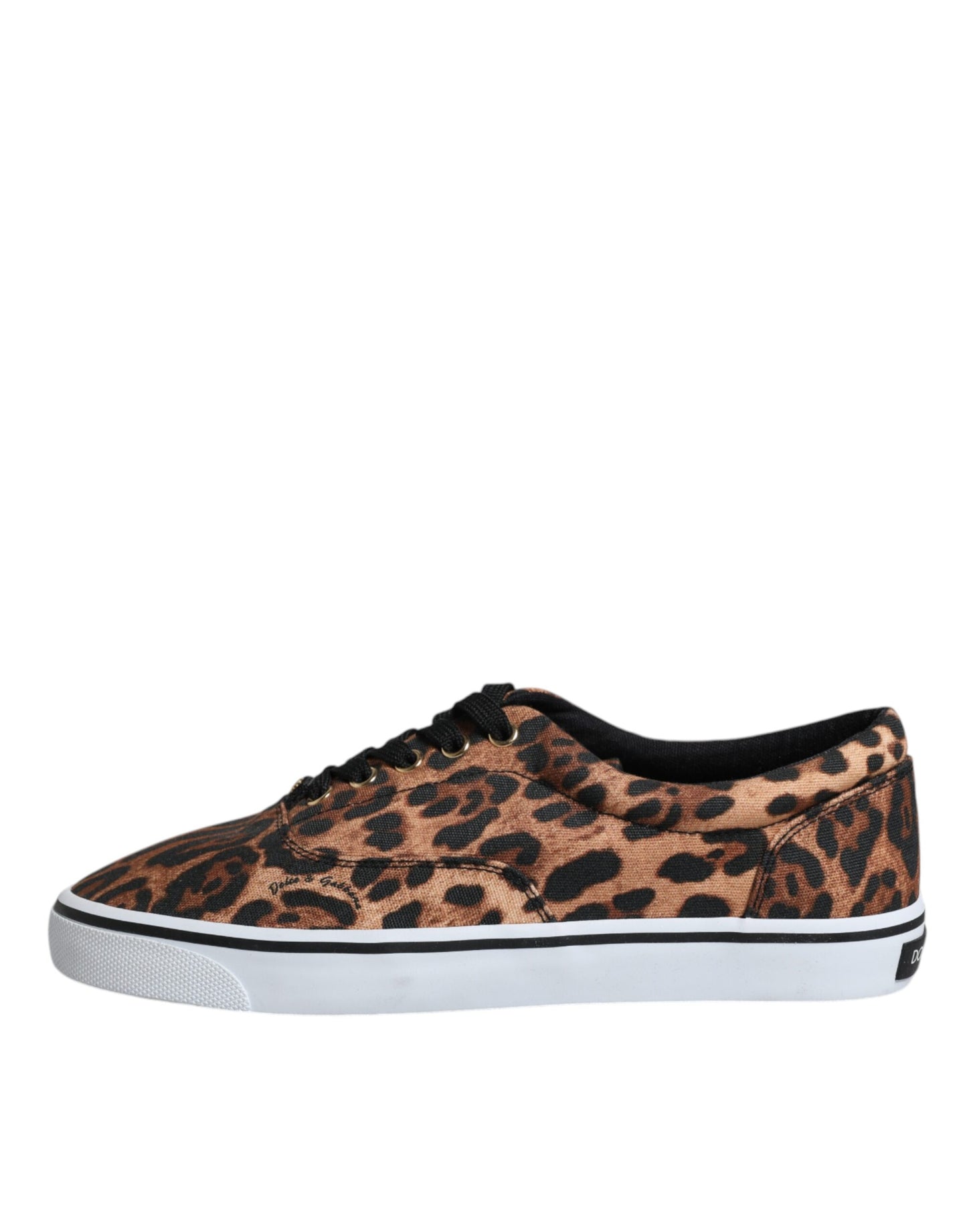 Dolce & Gabbana Braune Sneakers aus Baumwolle mit Leoparden-Logo-Print