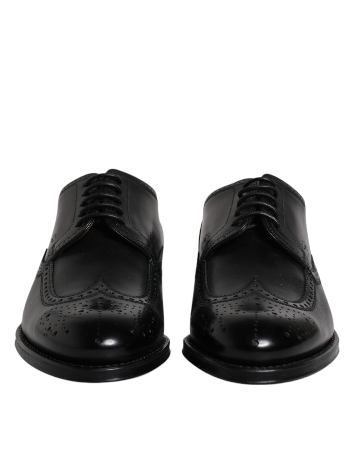 Dolce & Gabbana – Formelle Derby-Schuhe aus schwarzem Leder mit Flügelkappe