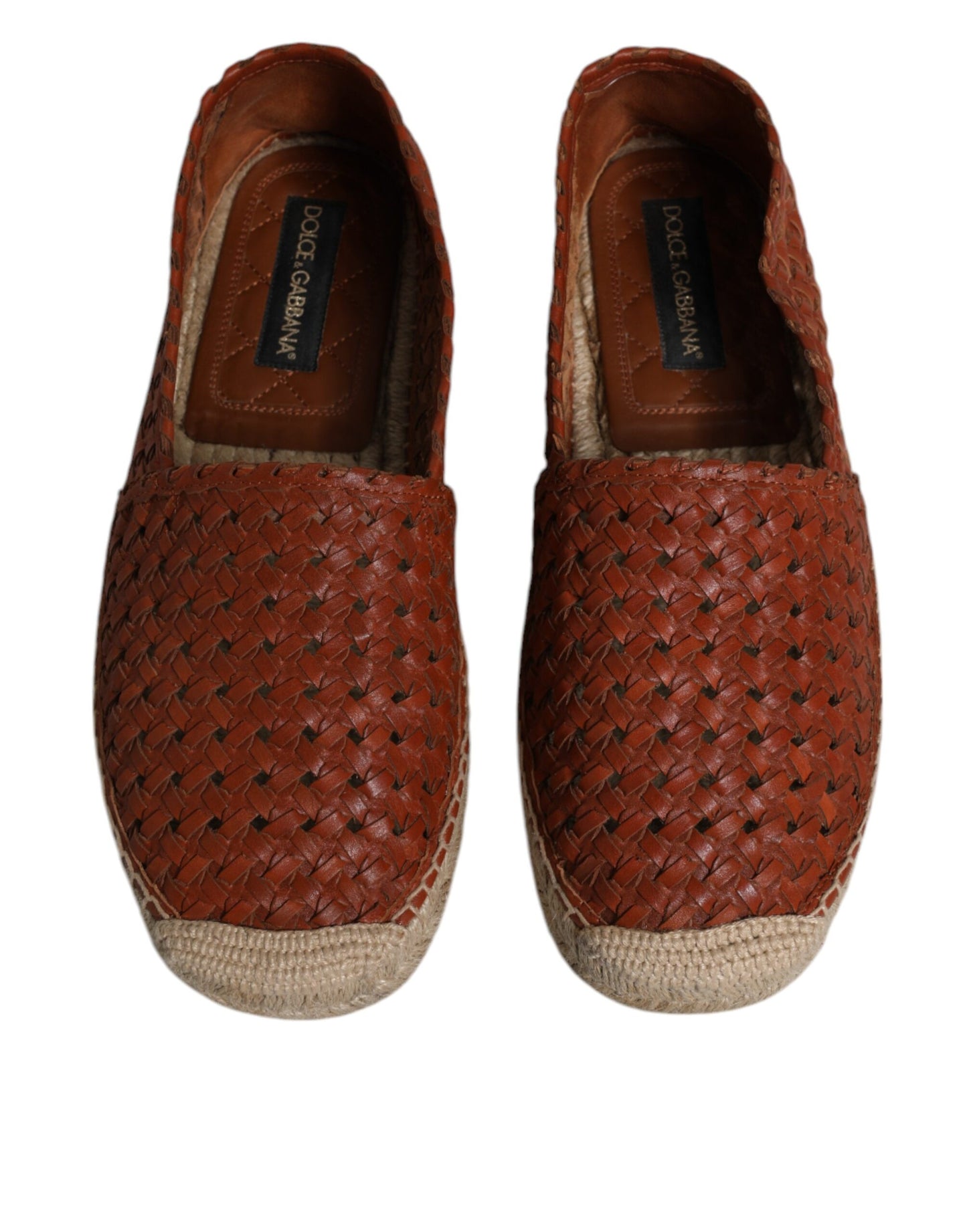 Dolce & Gabbana Kastanienbraune Espadrilles aus gewebtem Leder für Herren