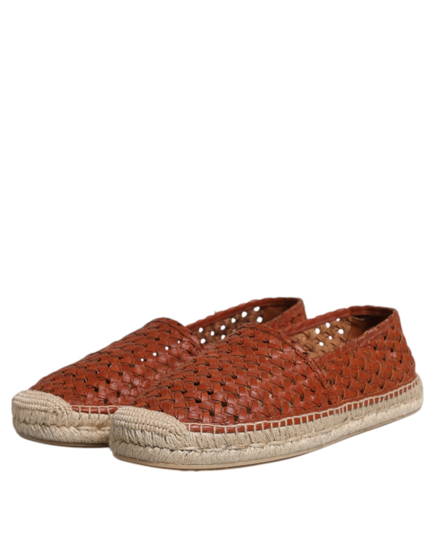 Dolce & Gabbana Kastanienbraune Espadrilles aus gewebtem Leder für Herren