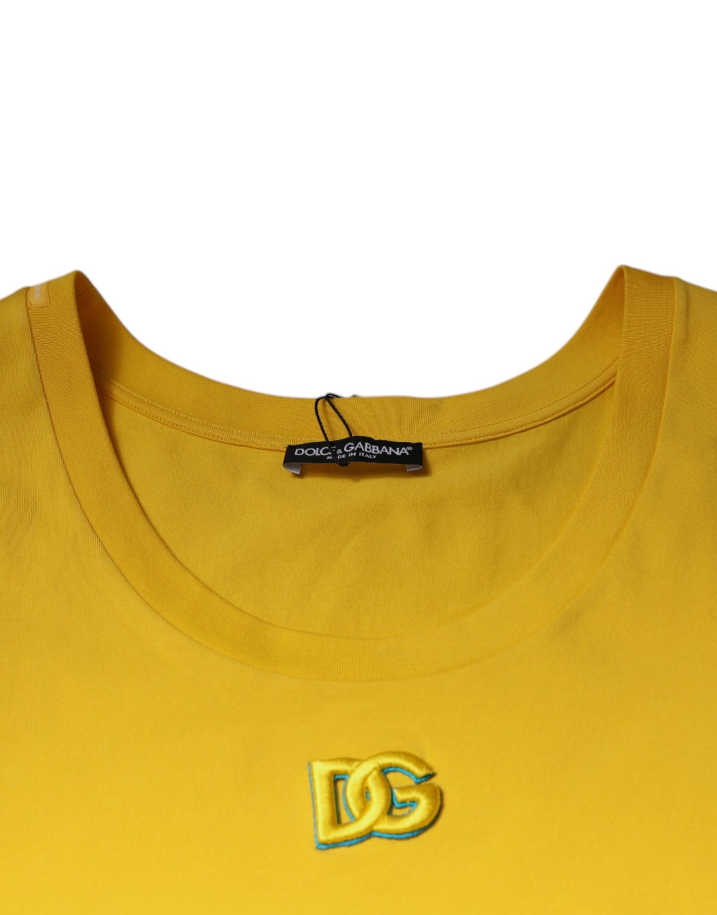 Dolce & Gabbana – Ärmelloses T-Shirt aus gelber Baumwolle mit Rundhalsausschnitt