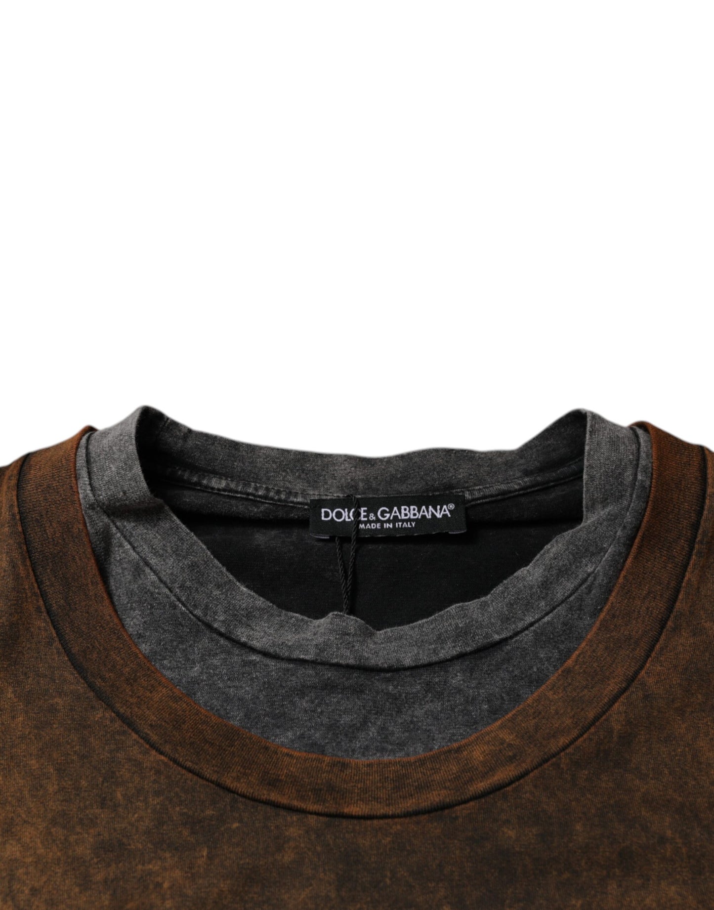 Dolce & Gabbana – Ärmelloses T-Shirt aus brauner Baumwolle mit Rundhalsausschnitt