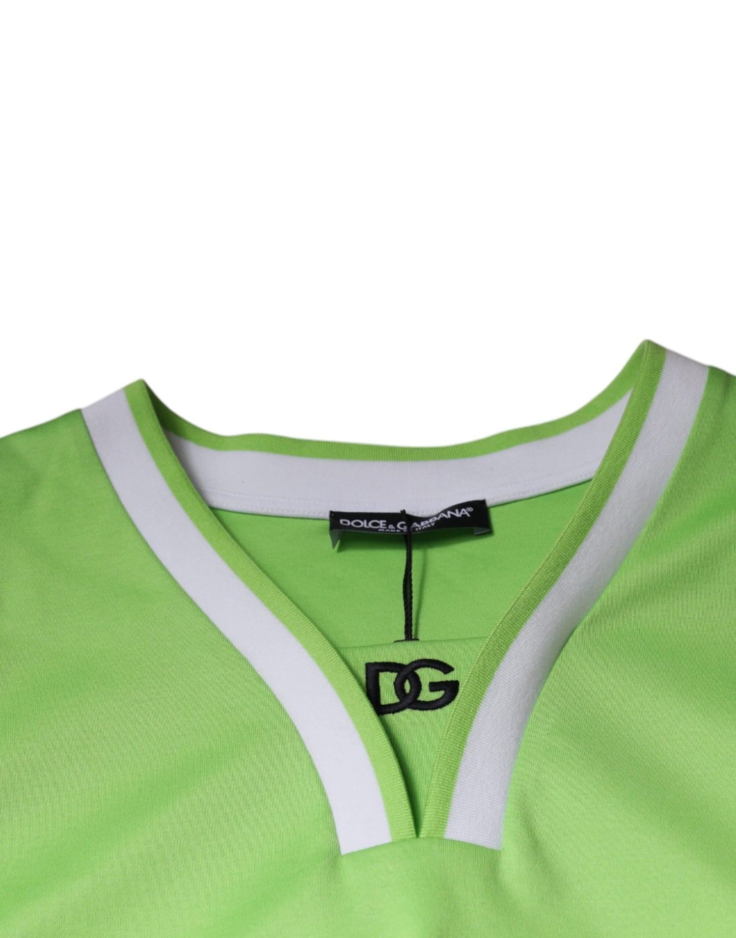 Dolce & Gabbana Grünes ärmelloses T-Shirt aus Polyesterjersey