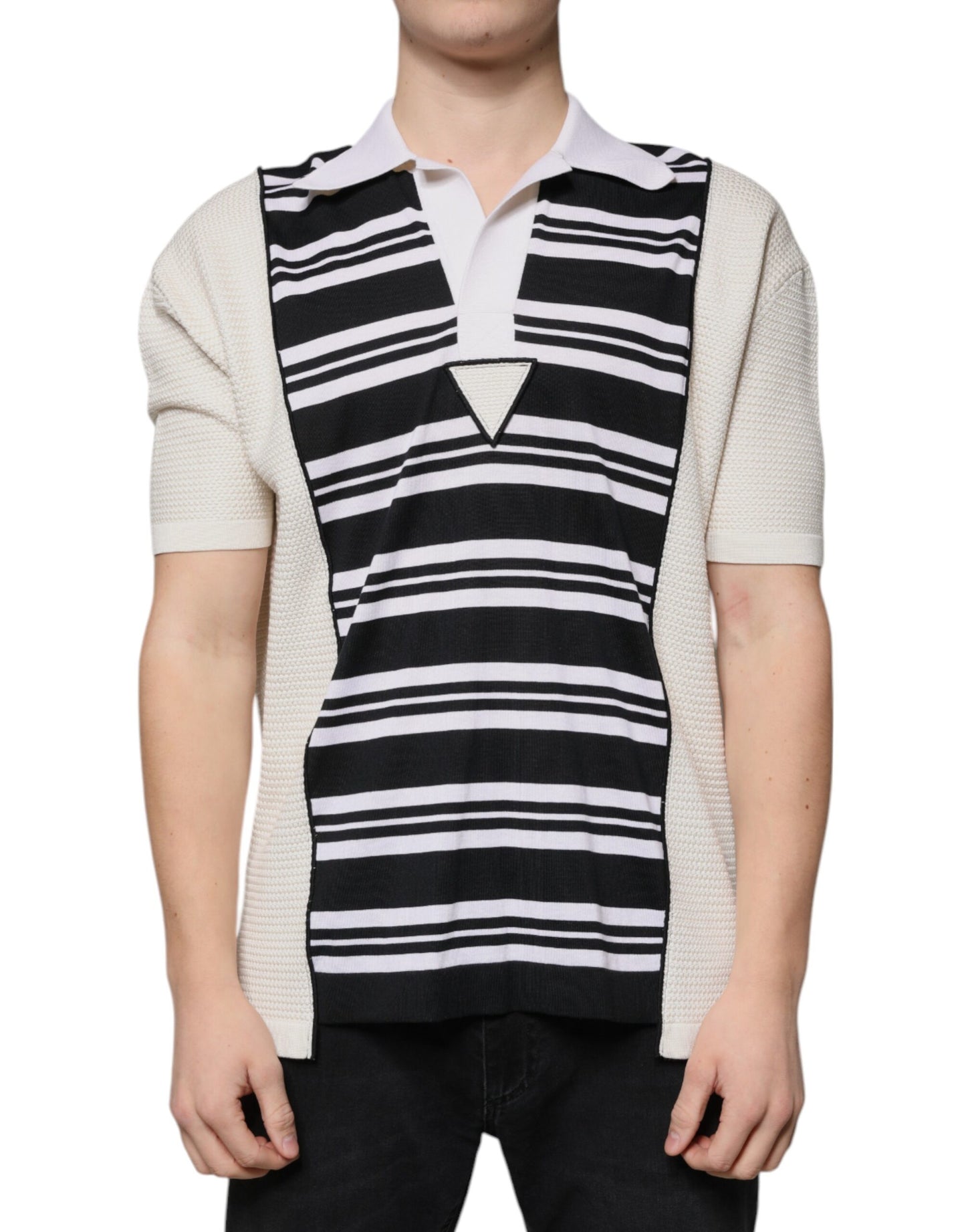 Dolce & Gabbana Polo-T-Shirt mit mehrfarbigem Streifenkragen