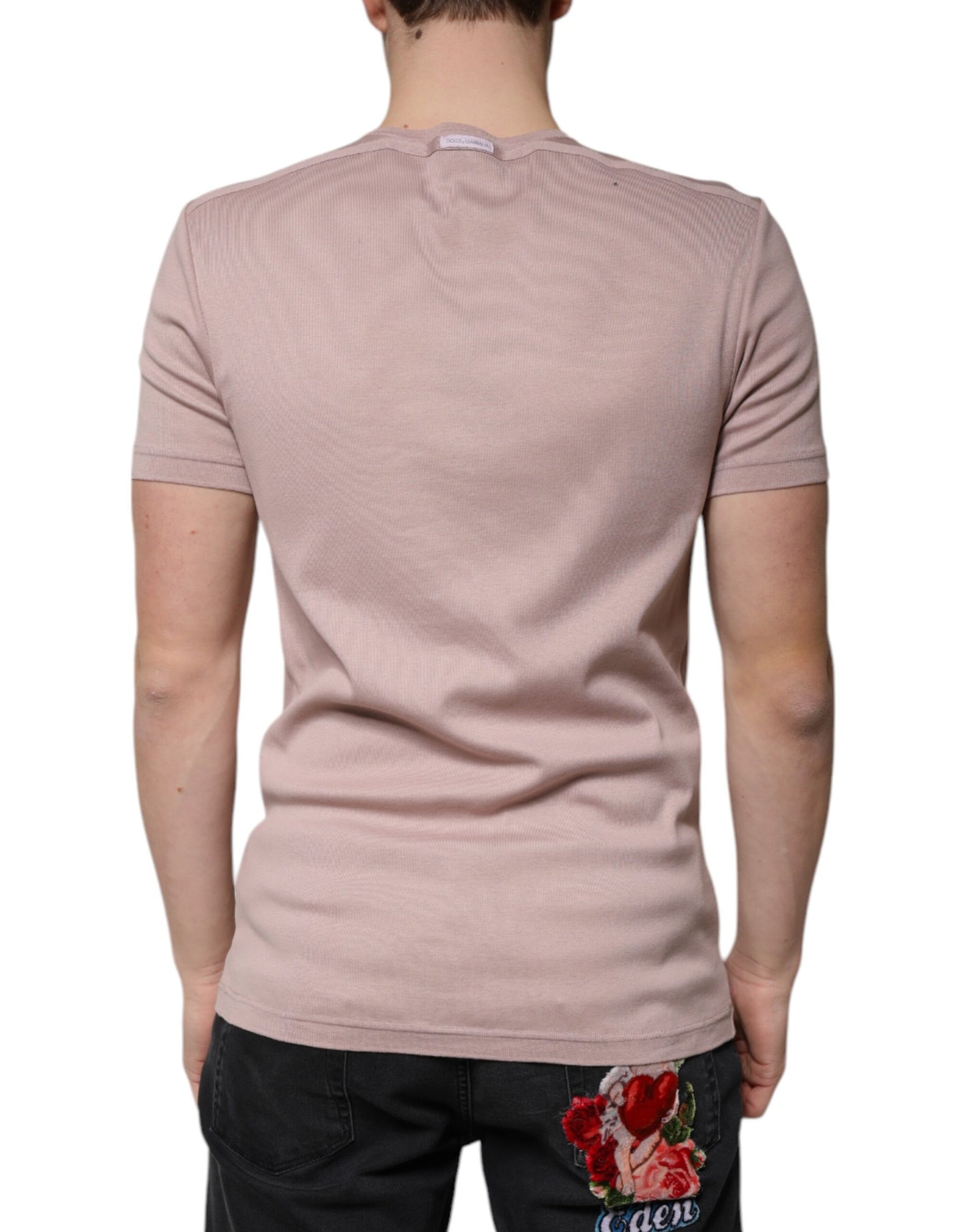 Dolce & Gabbana – Braunes T-Shirt aus Baumwolle mit kurzen Ärmeln und Rundhalsausschnitt