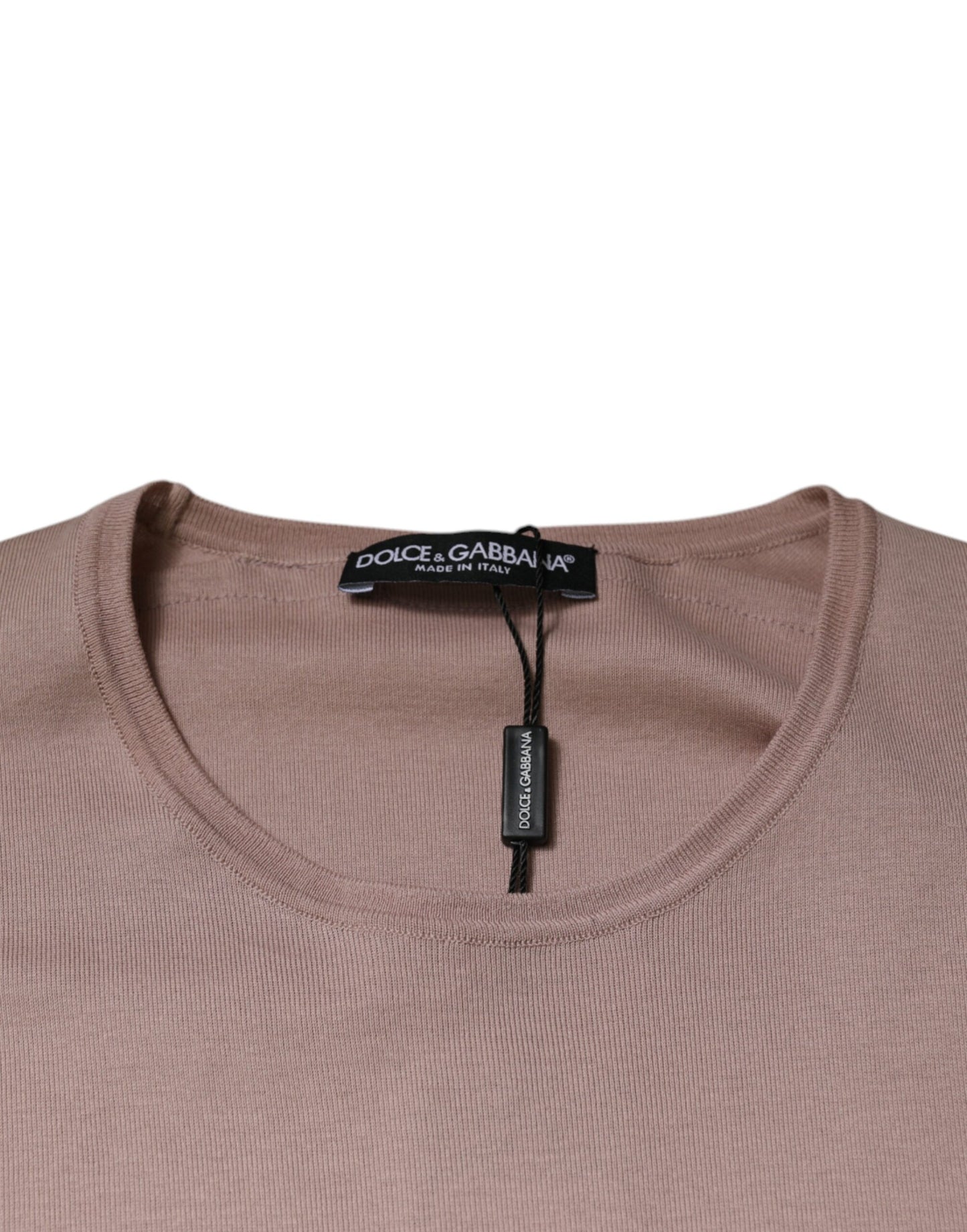 Dolce & Gabbana – Braunes T-Shirt aus Baumwolle mit kurzen Ärmeln und Rundhalsausschnitt