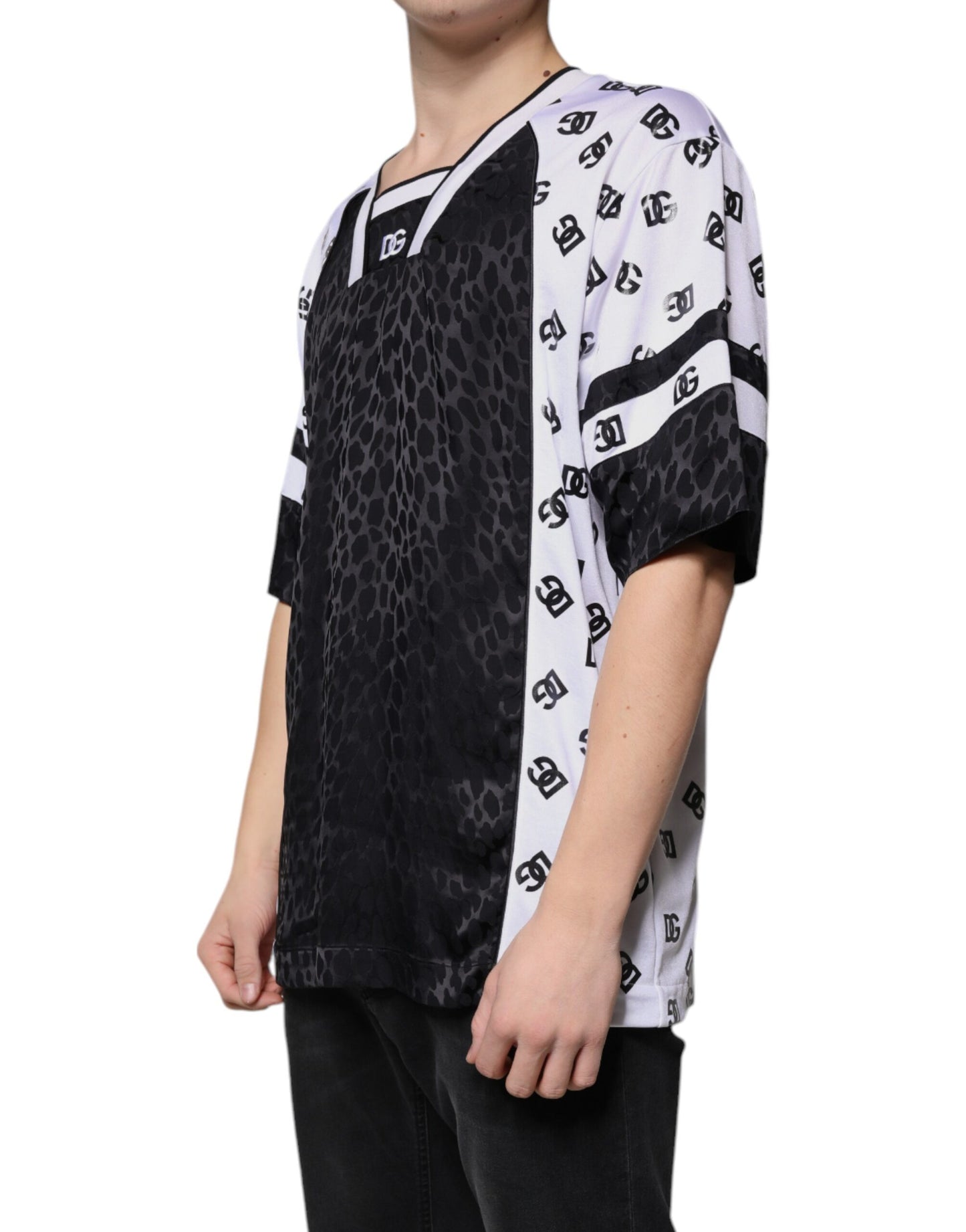 Dolce & Gabbana – T-Shirt mit Logo in Schwarz und Weiß für Herren mit kurzen Ärmeln