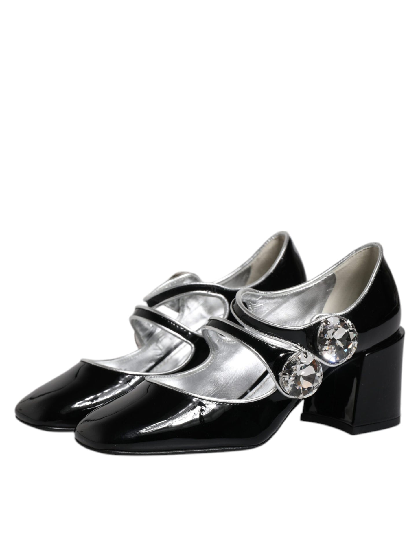 Dolce & Gabbana – Mary-Jane-Pumps aus schwarzem Lackleder mit Kristallen