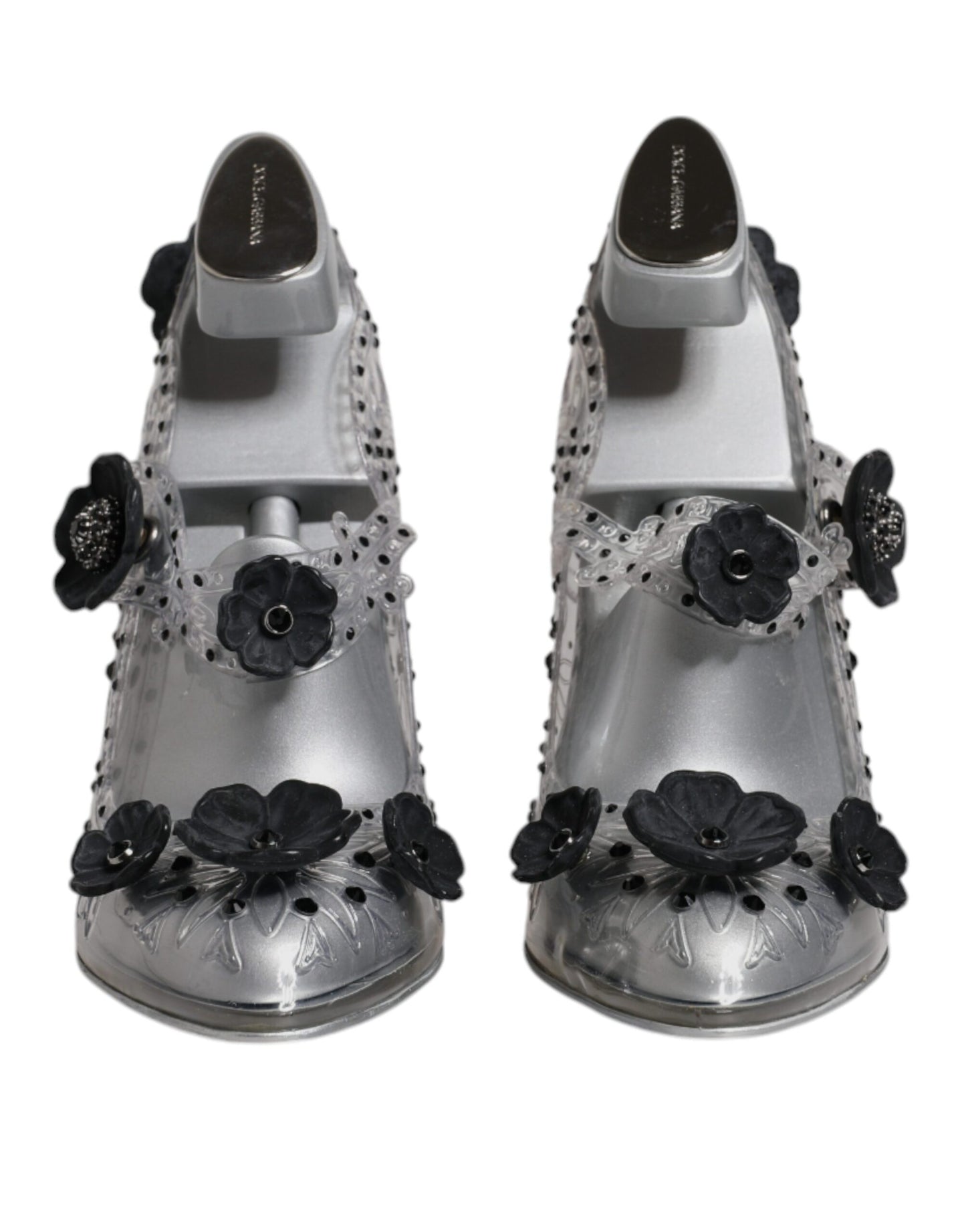 Dolce & Gabbana – CINDERELLA – Absatzschuhe mit transparentem Blumenmuster und Kristallen