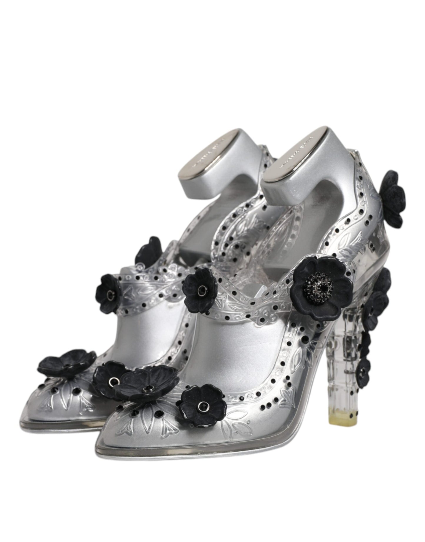 Dolce & Gabbana – CINDERELLA – Absatzschuhe mit transparentem Blumenmuster und Kristallen