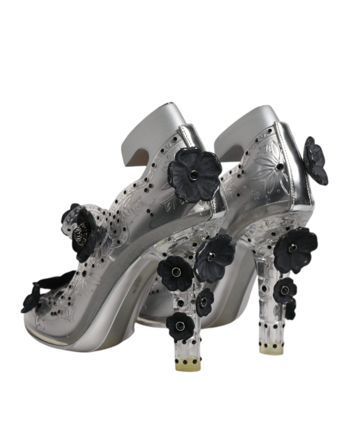 Dolce & Gabbana – CINDERELLA – Absatzschuhe mit transparentem Blumenmuster und Kristallen