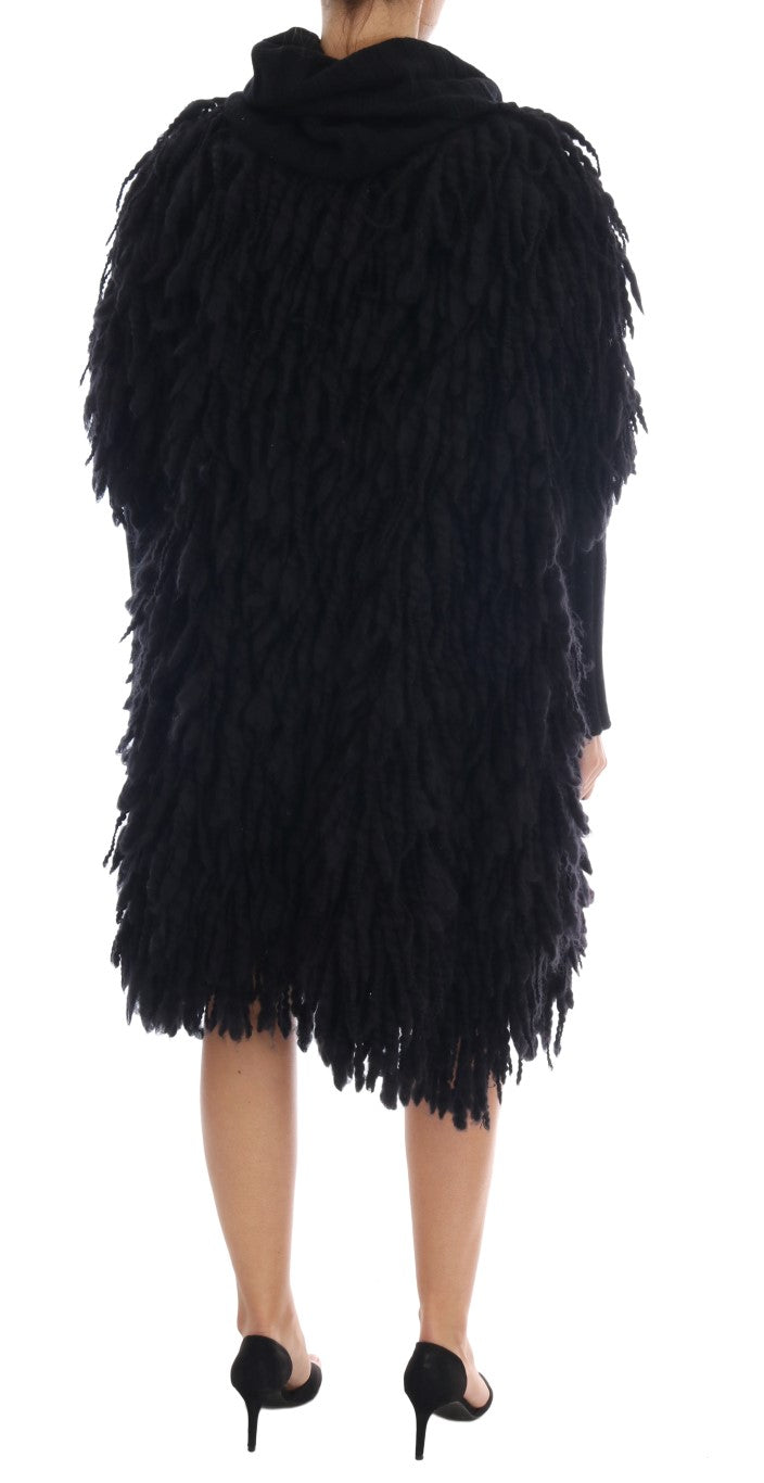 Dolce & Gabbana Schwarzer Wollpullover mit Fransen
