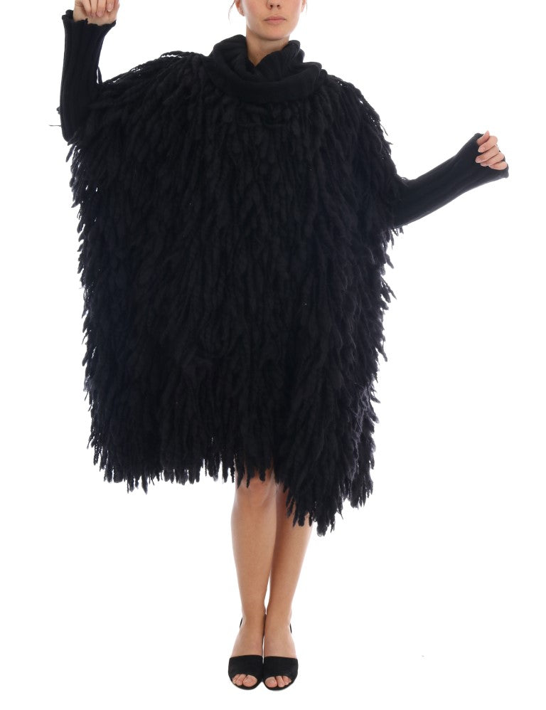 Dolce & Gabbana Schwarzer Wollpullover mit Fransen