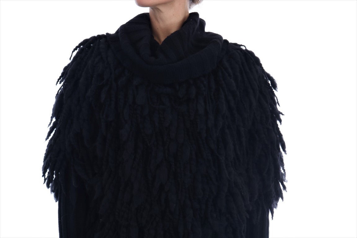 Dolce & Gabbana Schwarzer Wollpullover mit Fransen