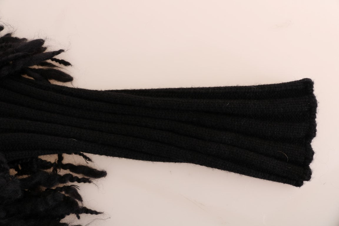 Dolce & Gabbana Schwarzer Wollpullover mit Fransen