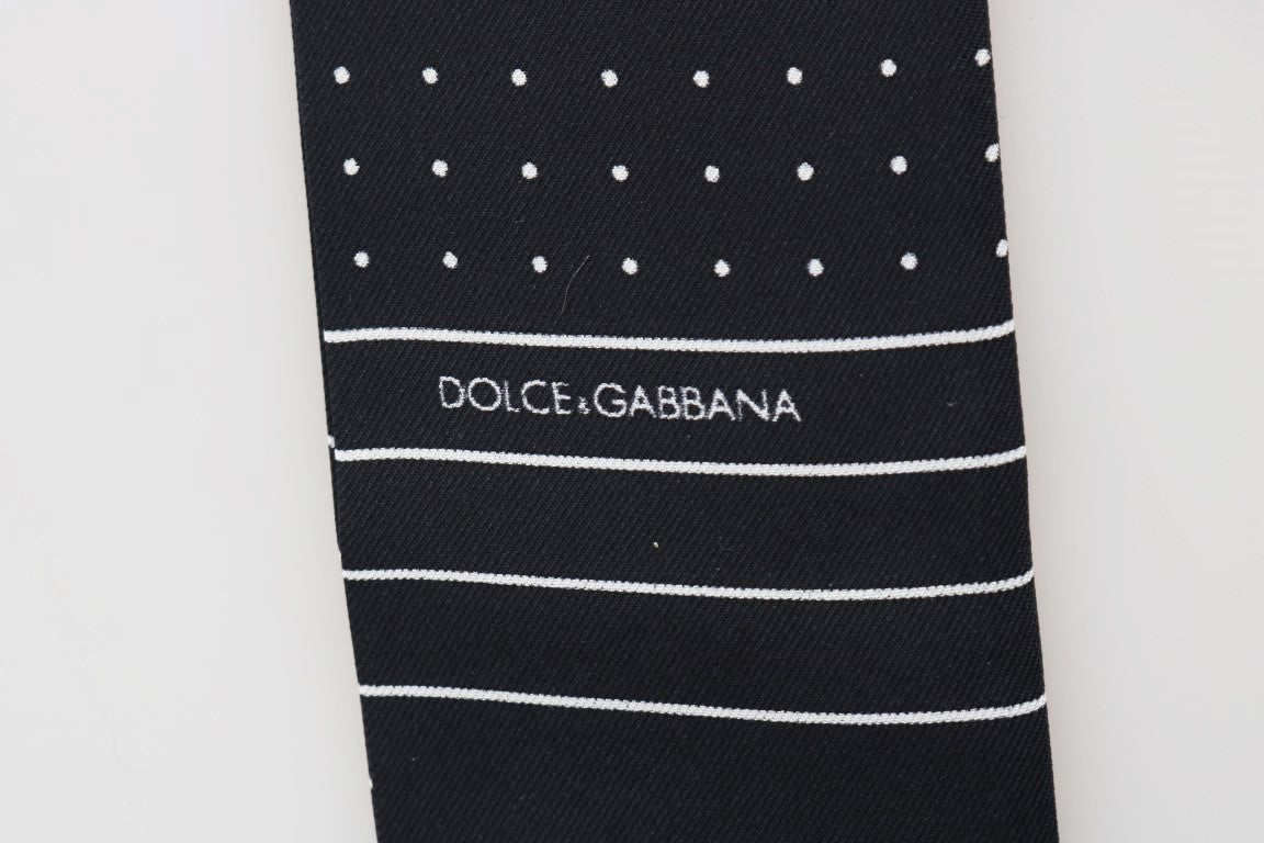 Dolce & Gabbana Dunkelblauer Seidenschal mit Punkten