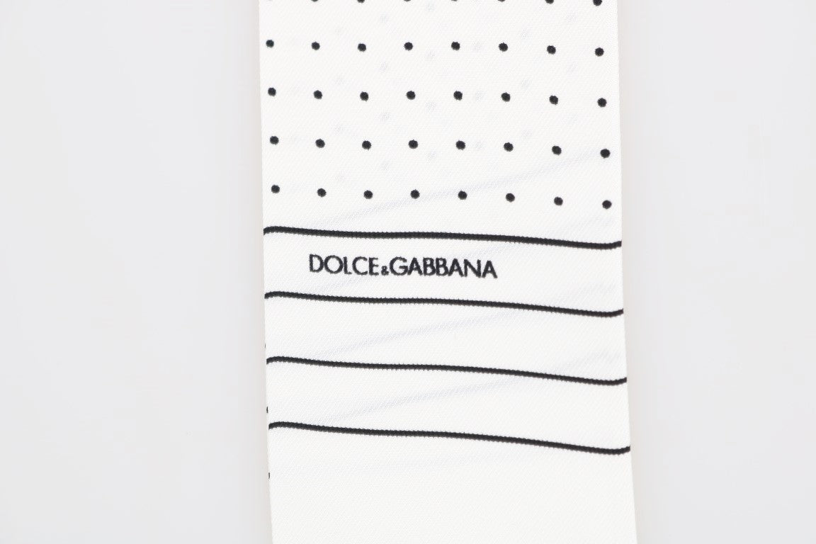 Dolce & Gabbana – Schmaler Seidenschal mit weißen Punkten