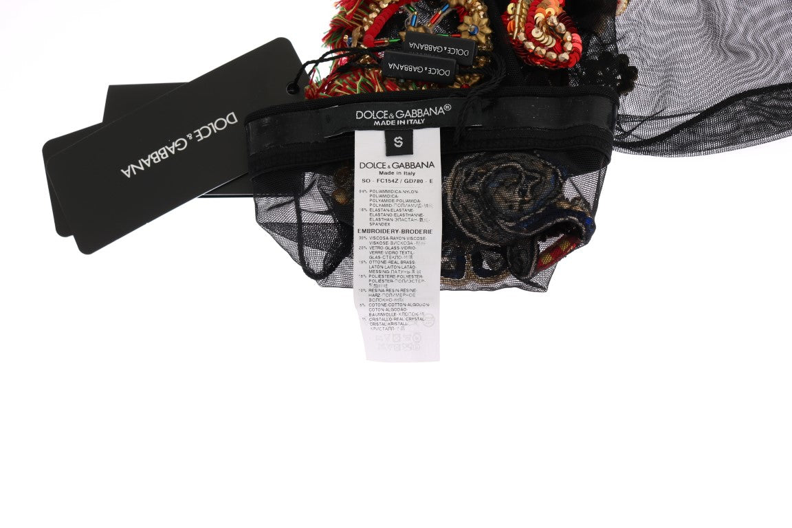 Dolce & Gabbana – Schwarze Stretch-Carretto-Socken mit Kristallen
