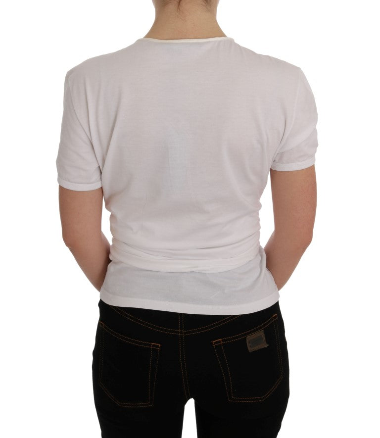 Dolce & Gabbana Weißes Baumwoll-Seiden-T-Shirt
