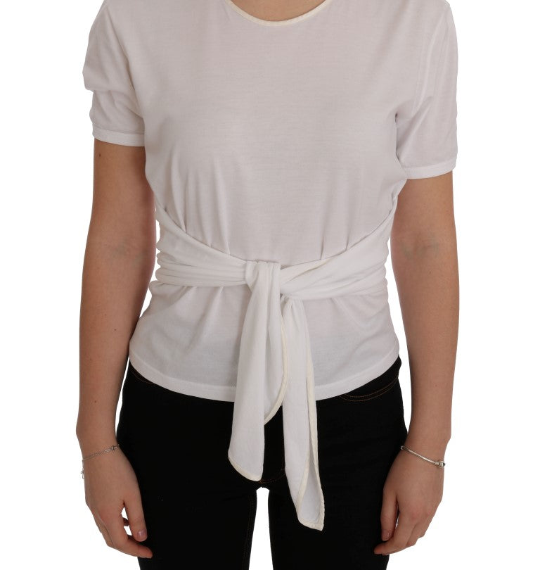 Dolce & Gabbana Weißes Baumwoll-Seiden-T-Shirt