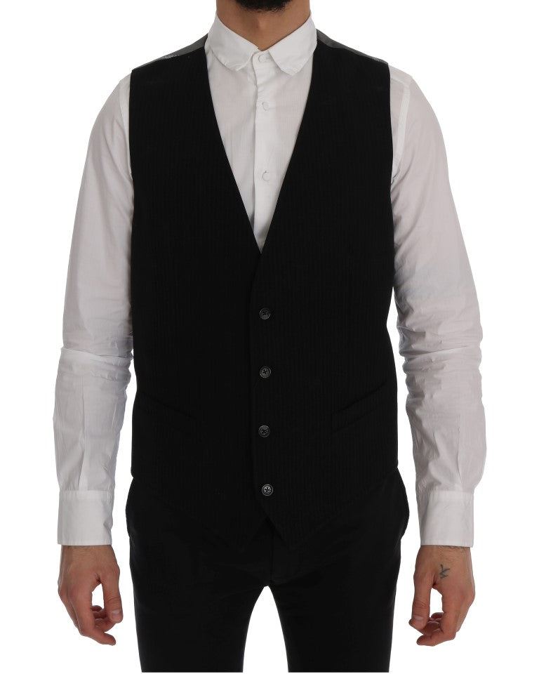 Dolce & Gabbana Schwarze STAFF-Weste aus Baumwoll-Rayon