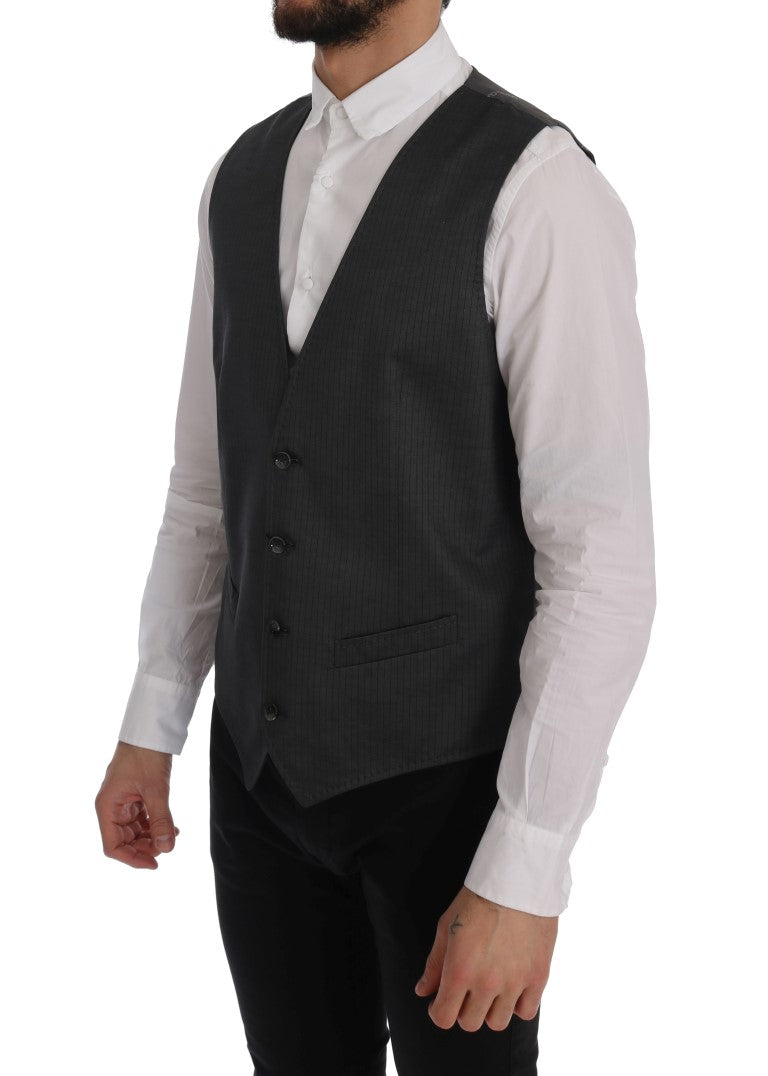 Dolce & Gabbana Graue STAFF-Weste aus Baumwoll-Rayon