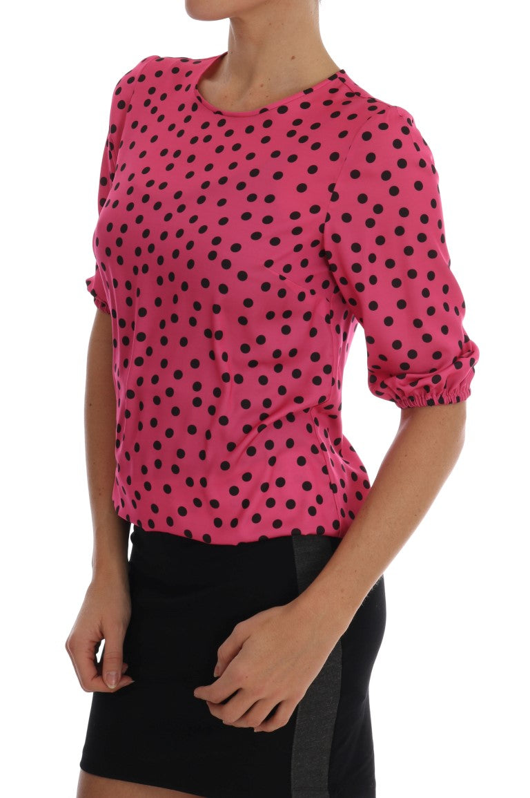 Dolce & Gabbana – Seidenbluse mit rosa Punkten