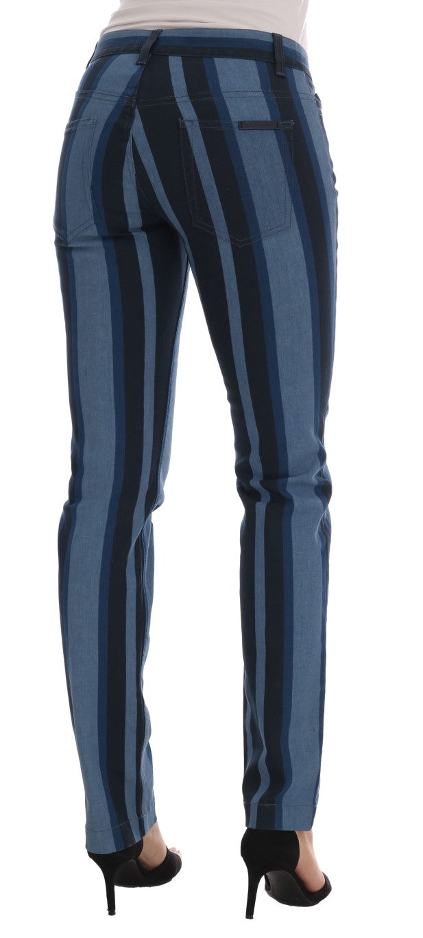 Dolce & Gabbana Blaue GIRLY-Jeans aus gestreifter Baumwolle
