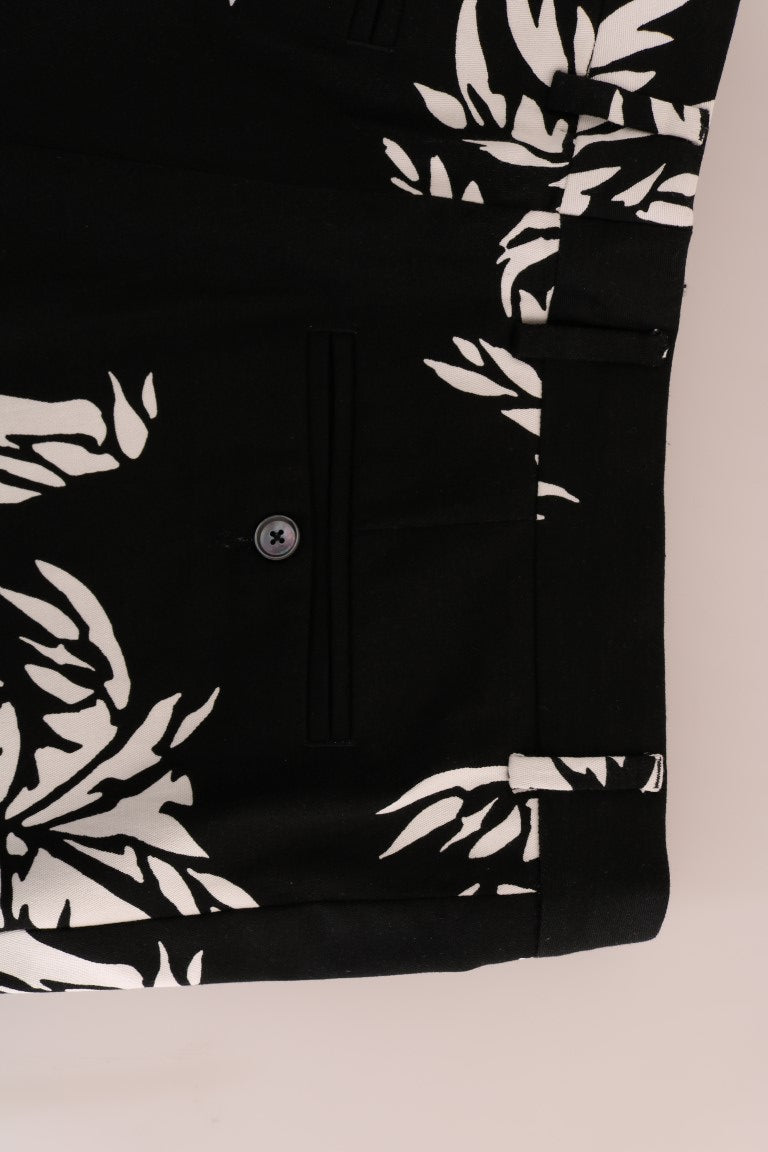 Dolce & Gabbana Schwarze Stretchhose aus Baumwolle mit Baummotiv