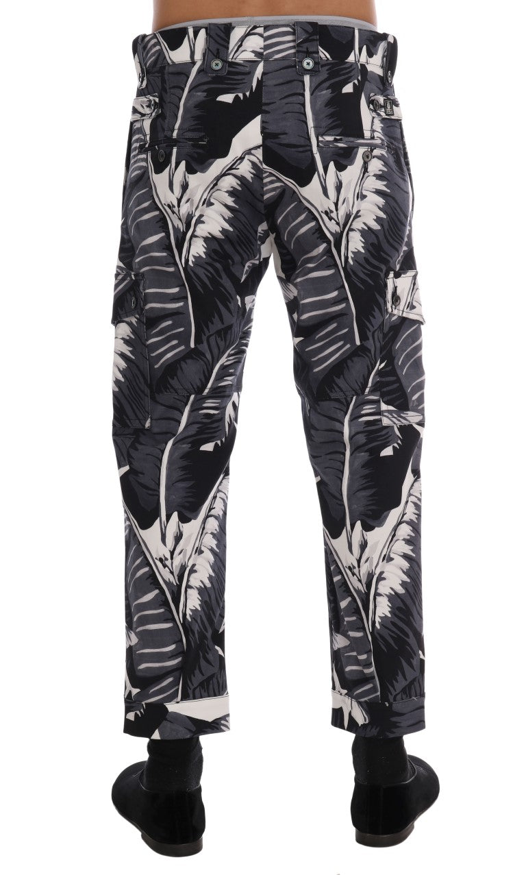 Dolce & Gabbana – Graue Baumwollhose mit Bananenblattmuster