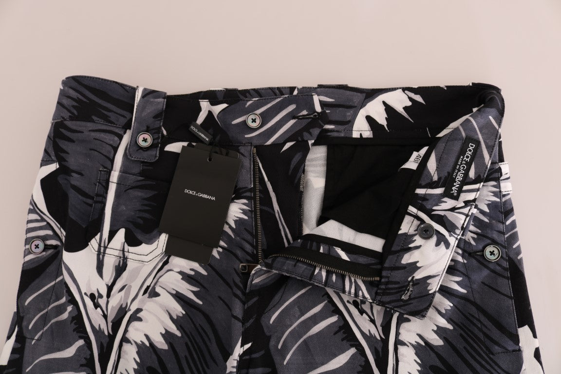 Dolce & Gabbana – Graue Baumwollhose mit Bananenblattmuster