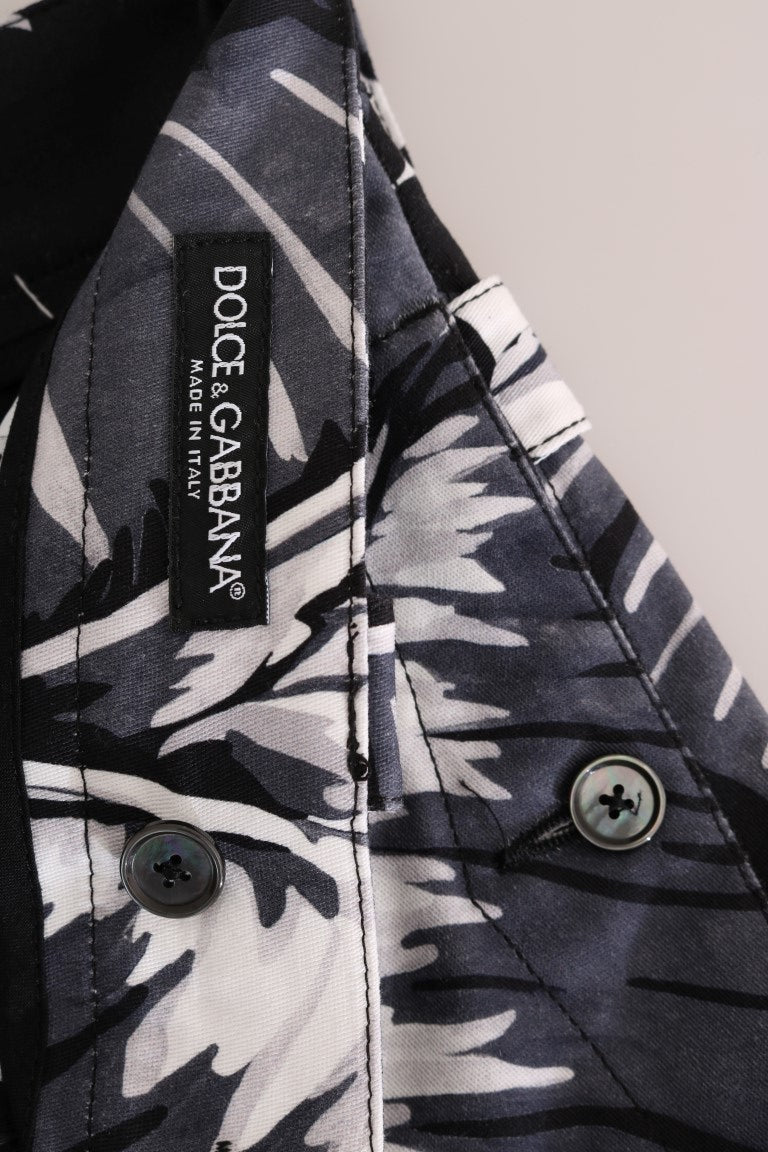 Dolce & Gabbana – Graue Baumwollhose mit Bananenblattmuster