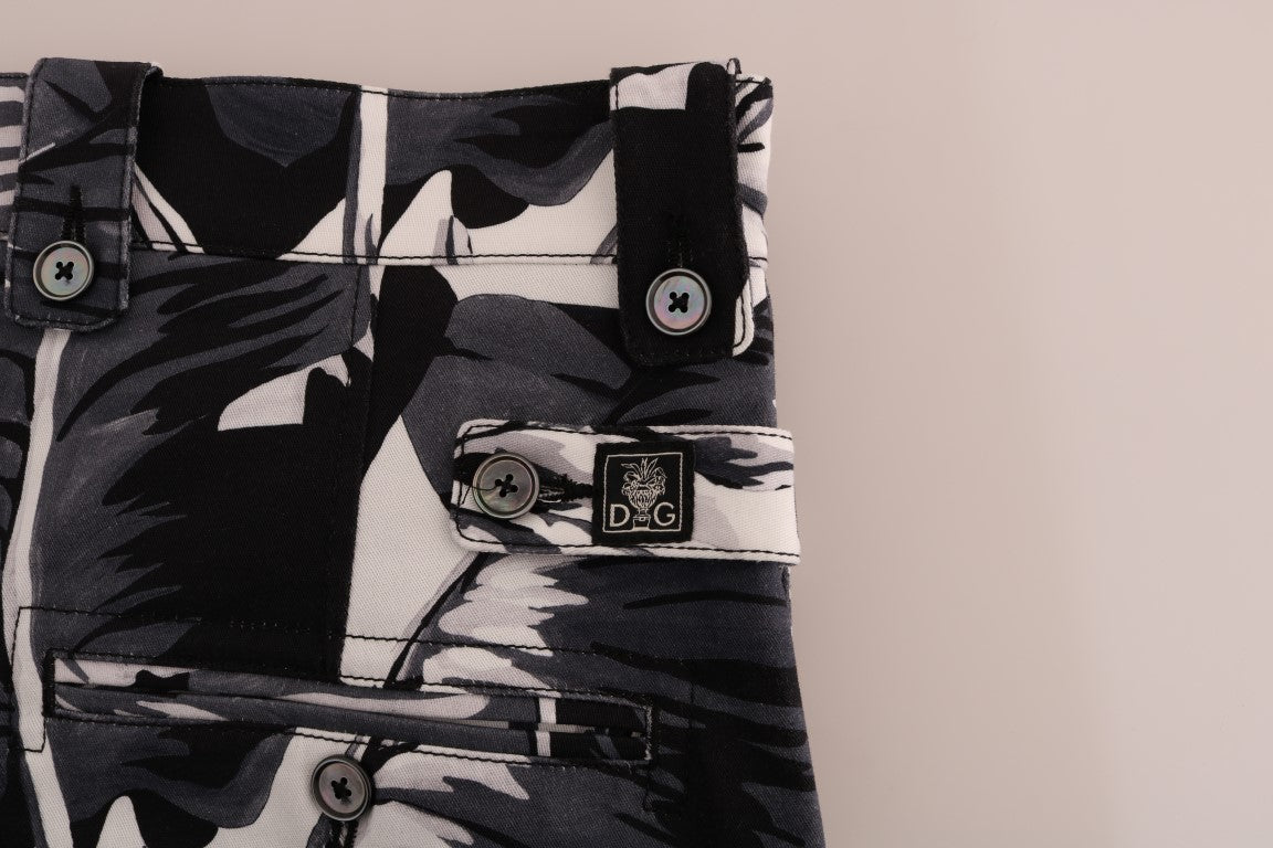 Dolce & Gabbana – Graue Baumwollhose mit Bananenblattmuster