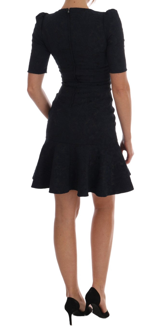 Dolce & Gabbana – Schwarz-blaues ausgestelltes Minikleid