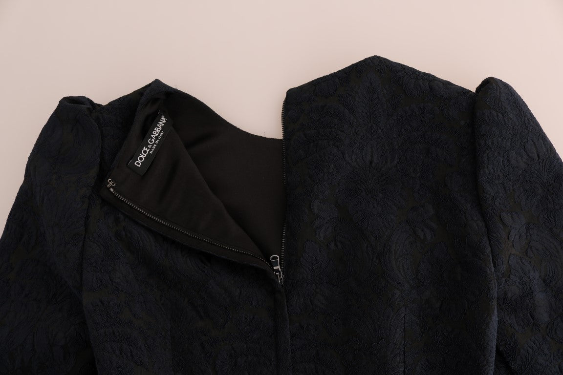 Dolce & Gabbana – Schwarz-blaues ausgestelltes Minikleid
