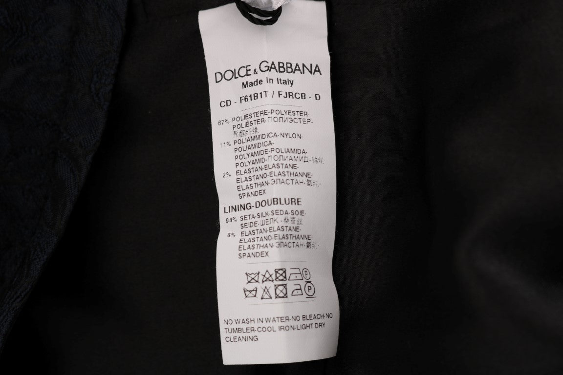 Dolce & Gabbana – Schwarz-blaues ausgestelltes Minikleid