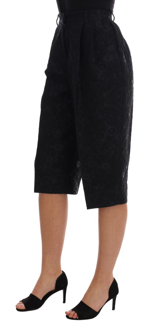 Dolce & Gabbana Capri-Shorts mit hoher Taille aus schwarzem Brokat