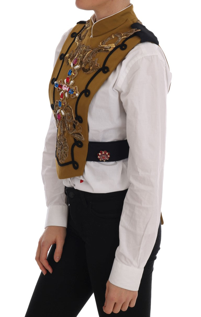 Dolce & Gabbana – Gelbe Weste mit Kristallkreuz