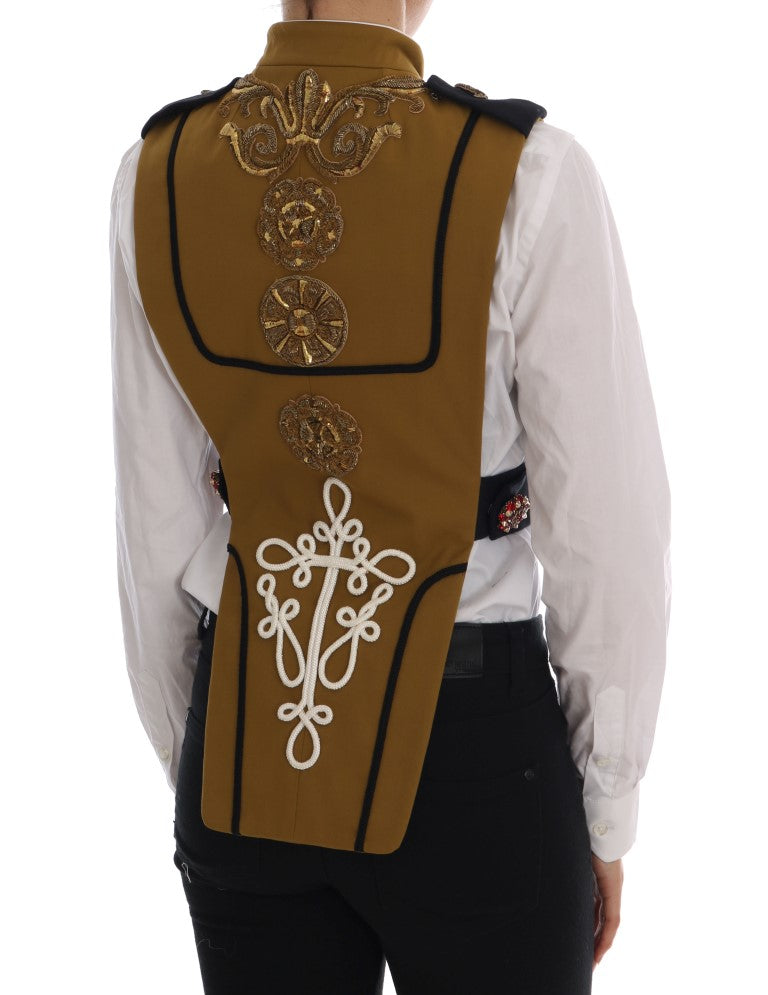 Dolce & Gabbana – Gelbe Weste mit Kristallkreuz