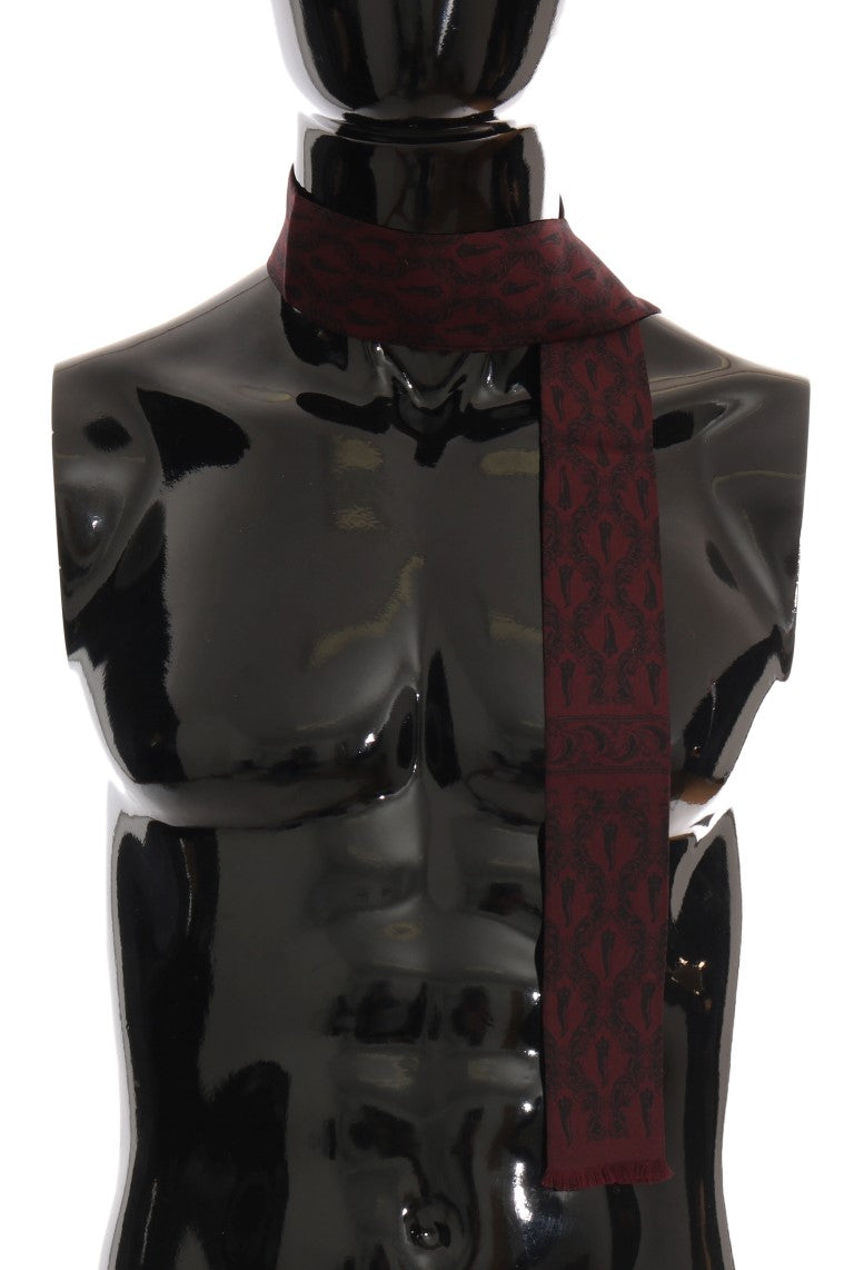 Dolce & Gabbana Bordeaux Seidenschal mit Krone und Chili