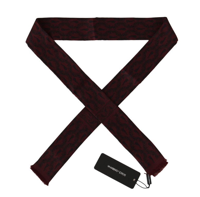 Dolce & Gabbana Bordeaux Seidenschal mit Krone und Chili