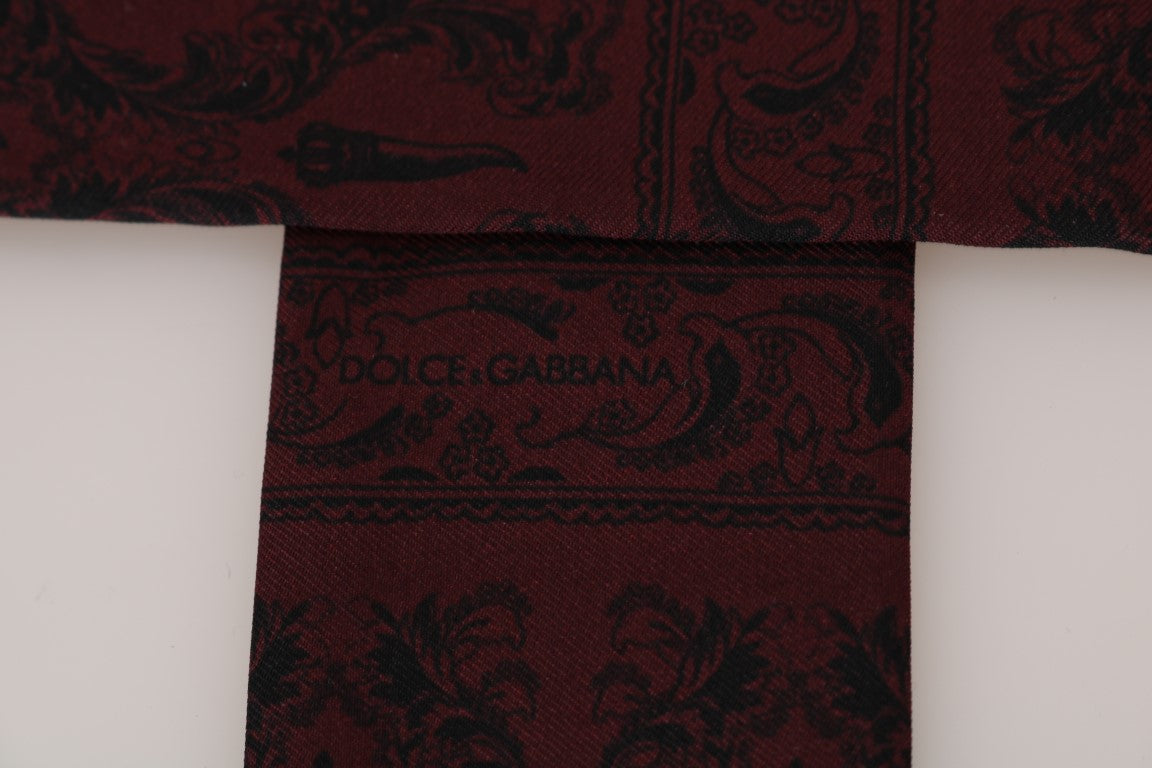 Dolce & Gabbana Bordeaux Seidenschal mit Krone und Chili