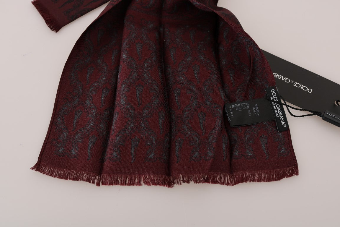 Dolce & Gabbana Bordeaux Seidenschal mit Krone und Chili